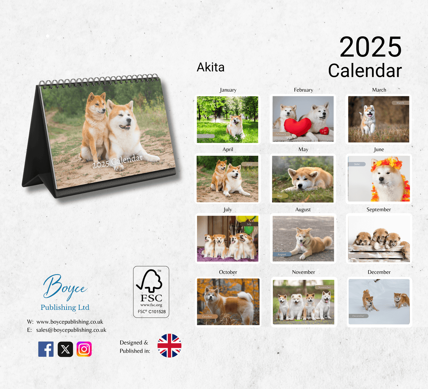 Akita Desk Calendar 2025