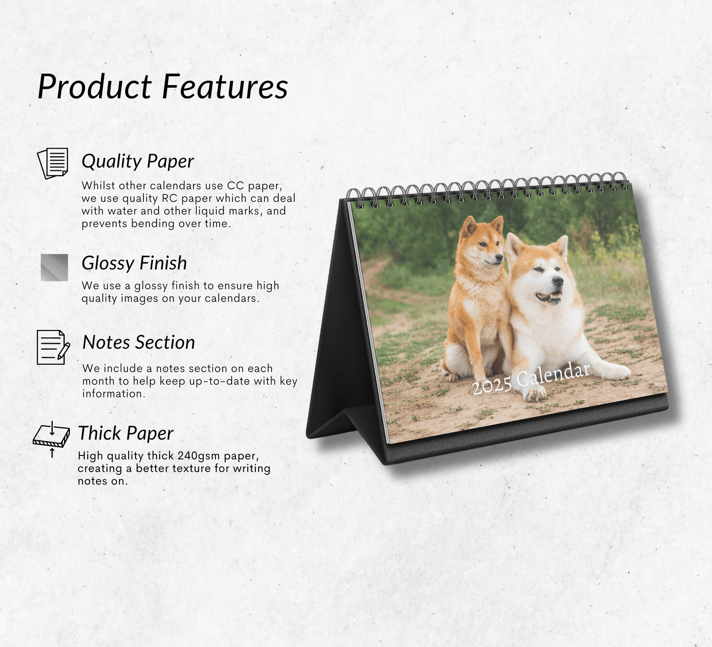 Akita Desk Calendar 2025