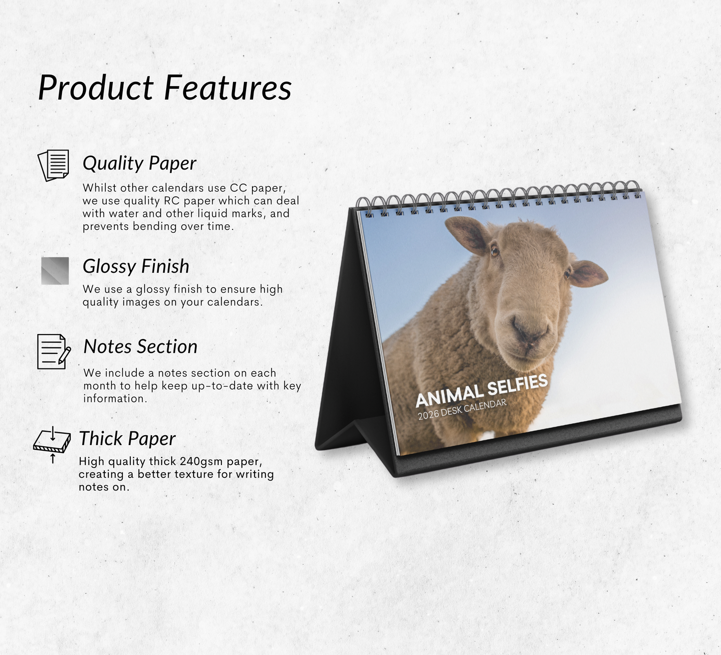 Animal Selfies Desk Calendar 2026-2027