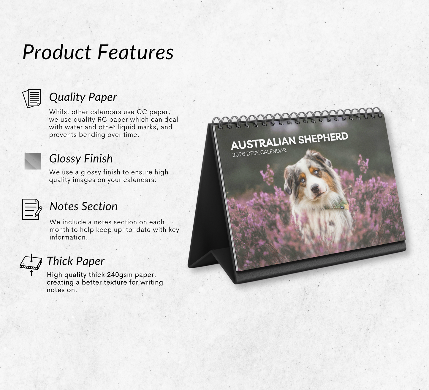 Australian Shepherd Desk Calendar 2026-2027