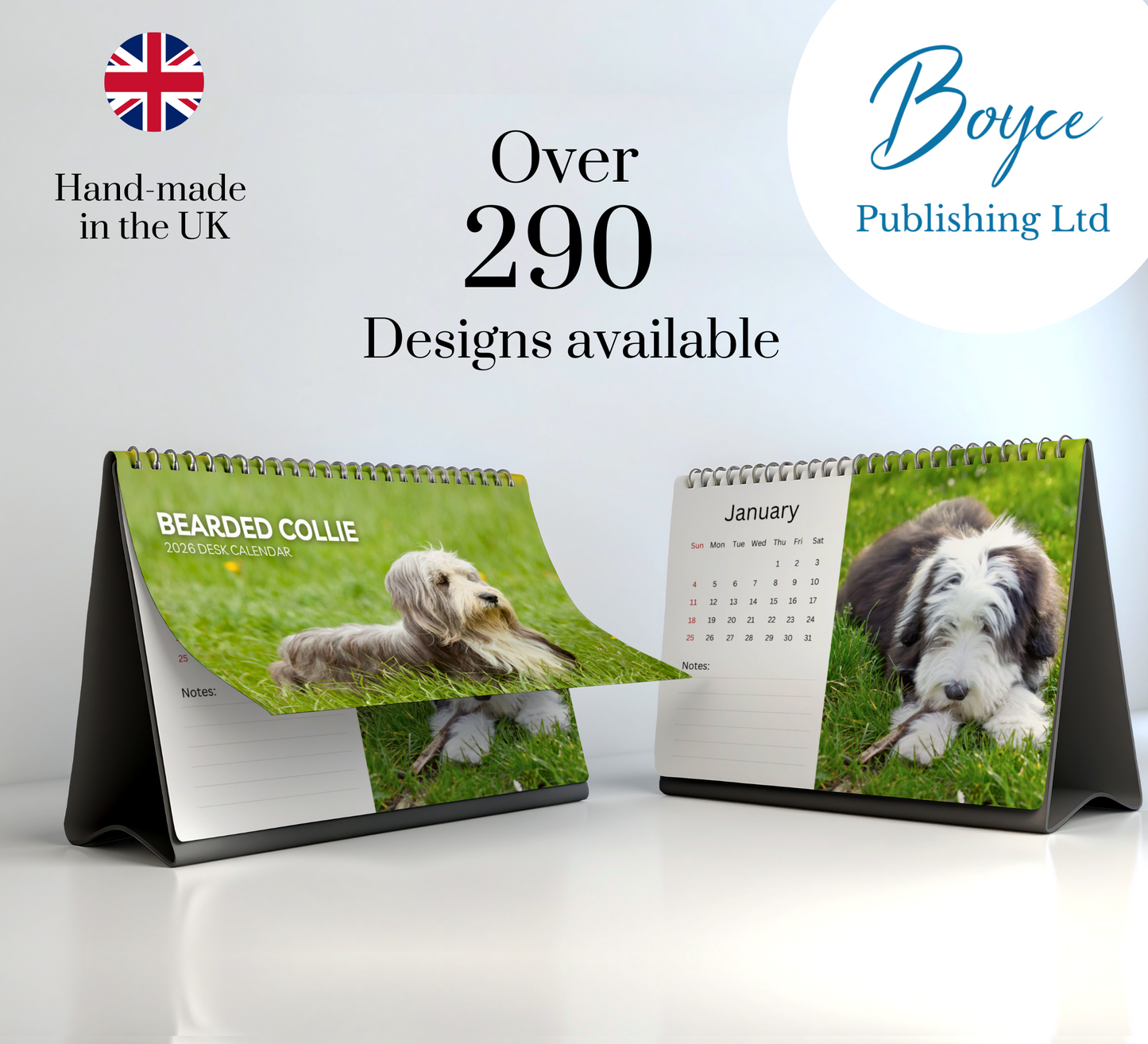 Bearded Collie Desk Calendar 2026-2027