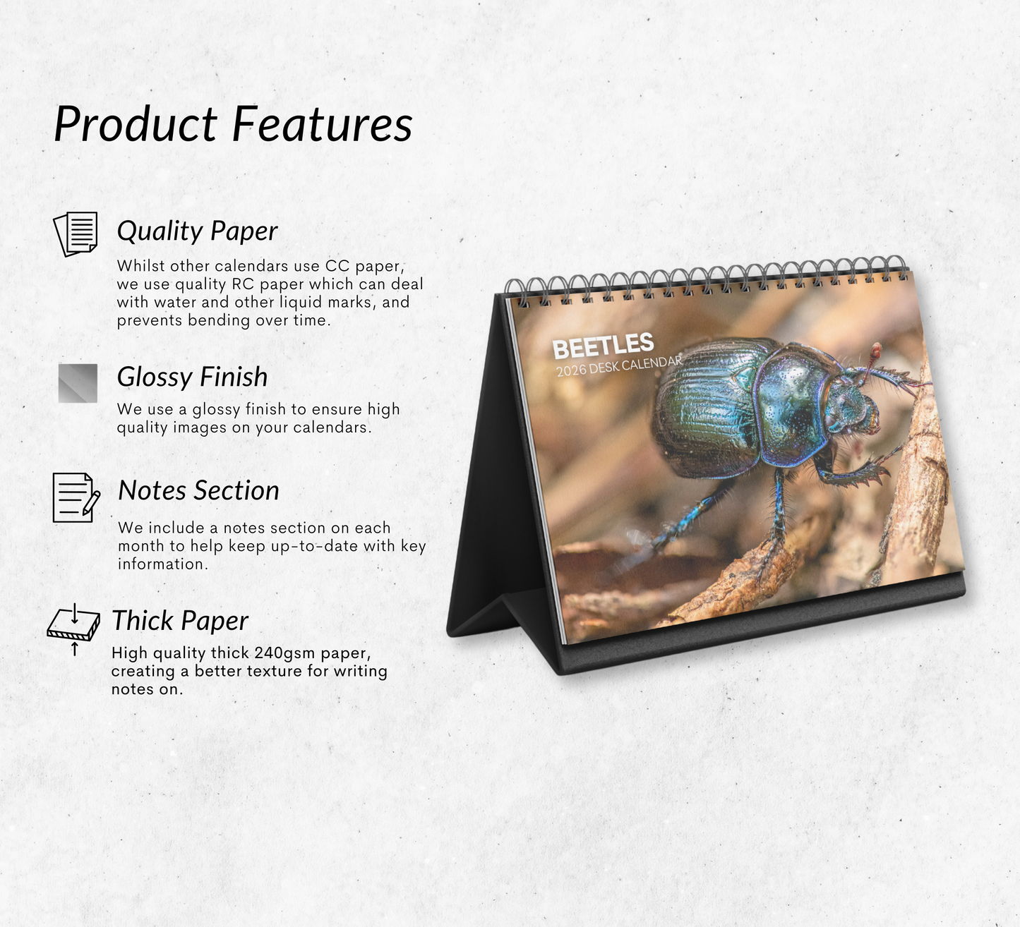 Beetles Desk Calendar 2026-2027
