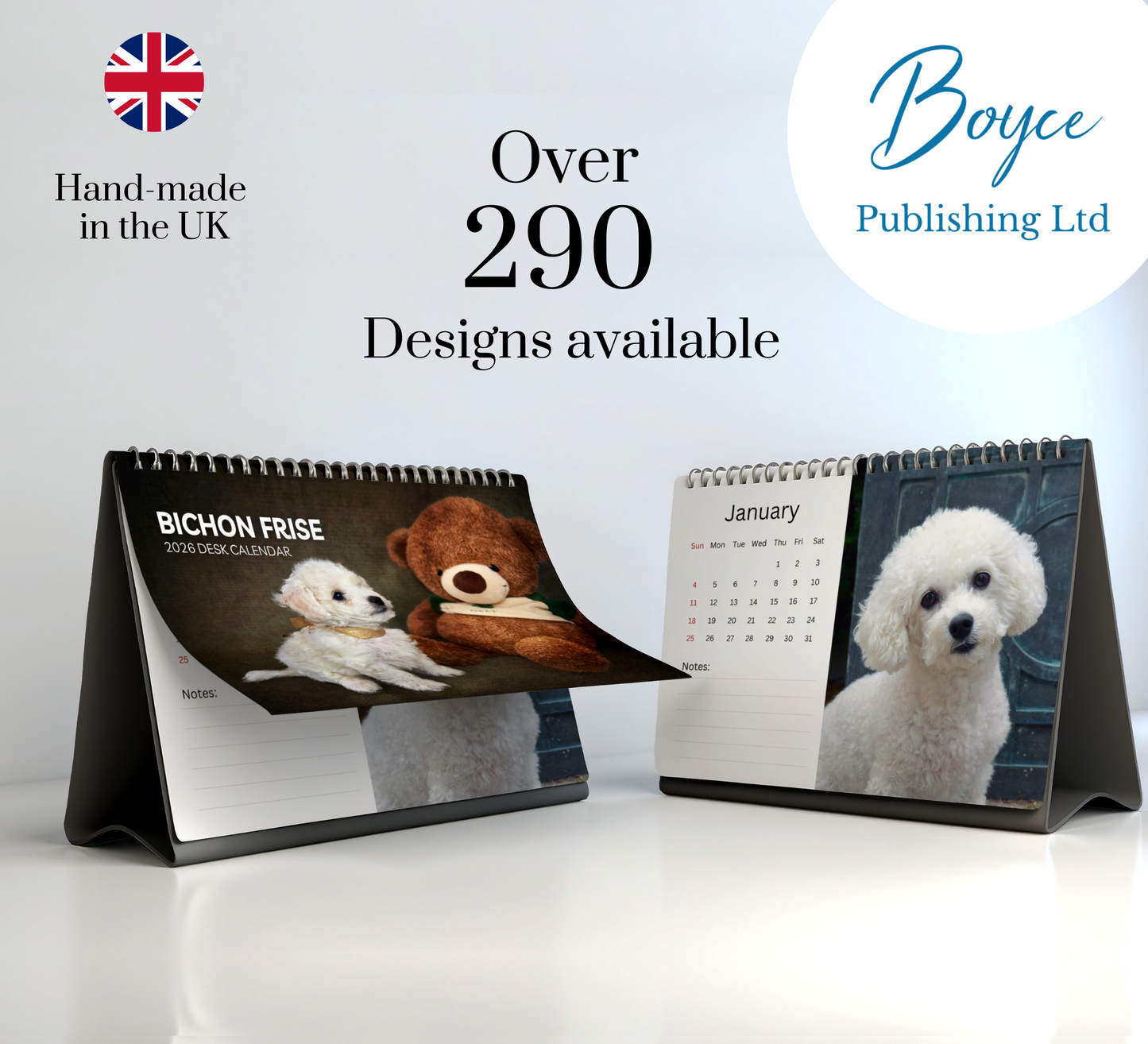 Bichon Frise Desk Calendar 2026-2027