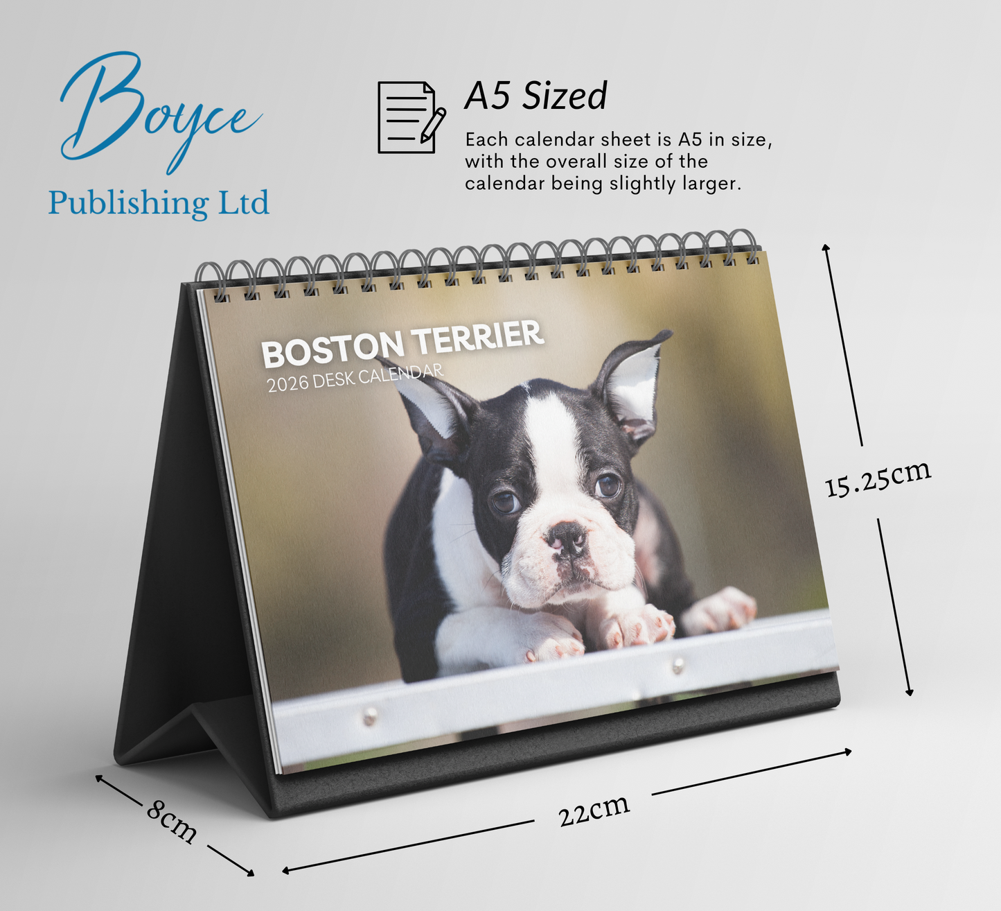 Boston Terrier Desk Calendar 2026-2027