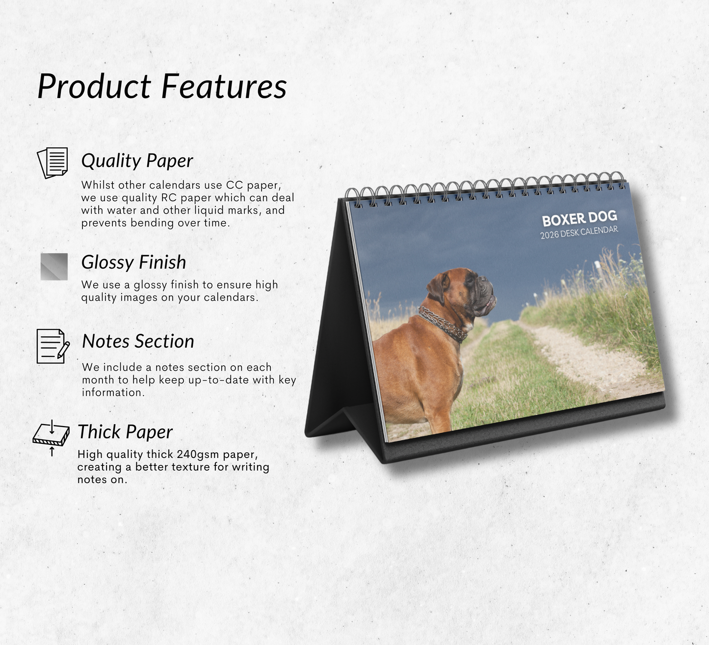 Boxer Dog Desk Calendar 2026-2027