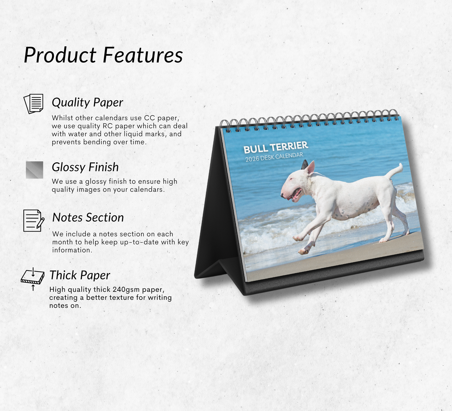 Bull Terrier Desk Calendar 2026-2027