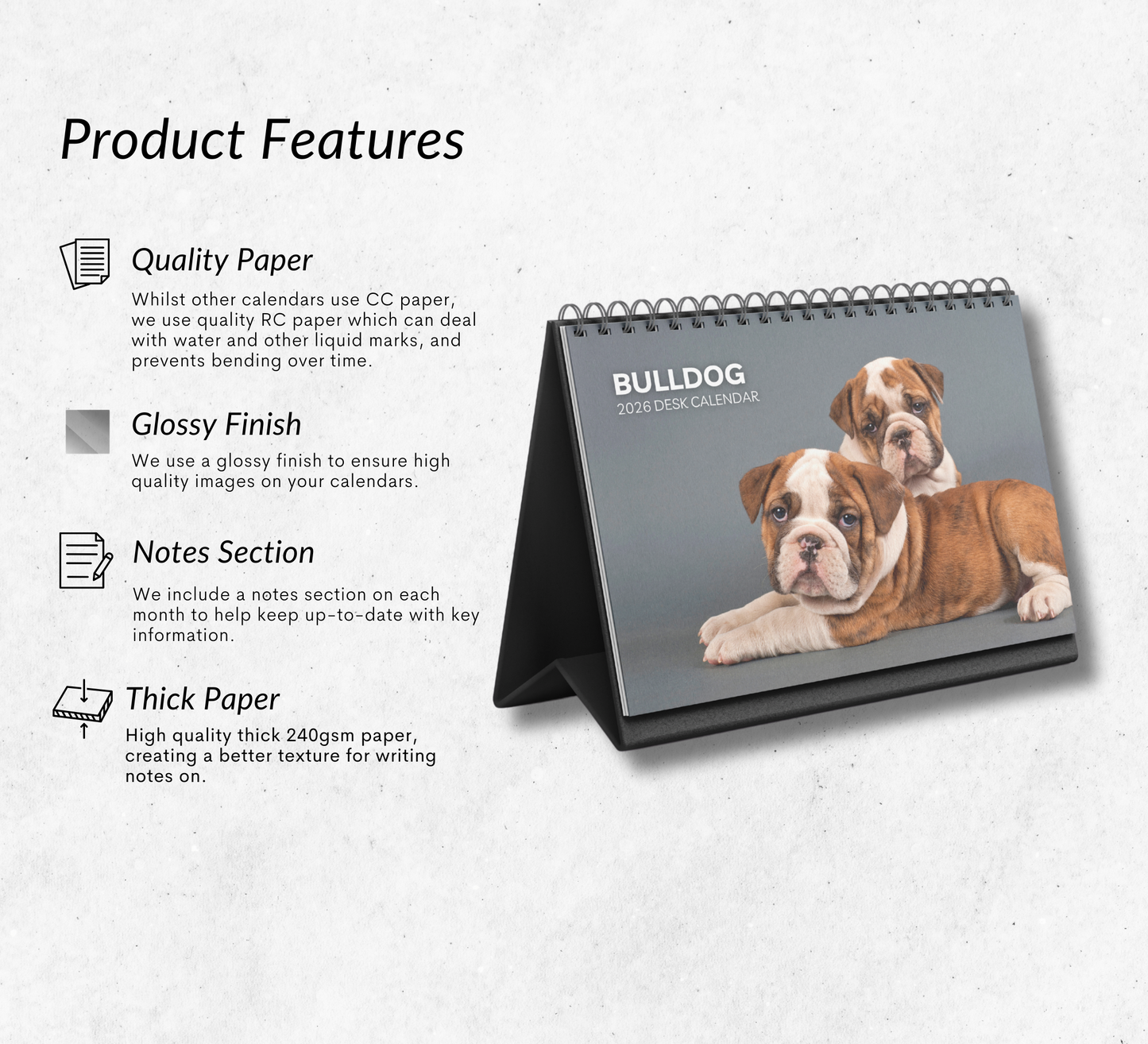 Bulldog Desk Calendar 2026-2027