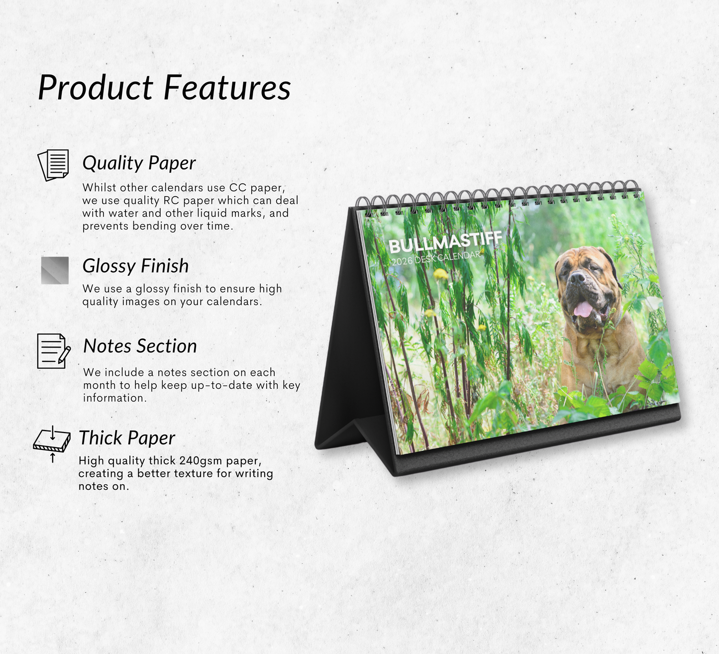 Bullmastiff Desk Calendar 2026-2027