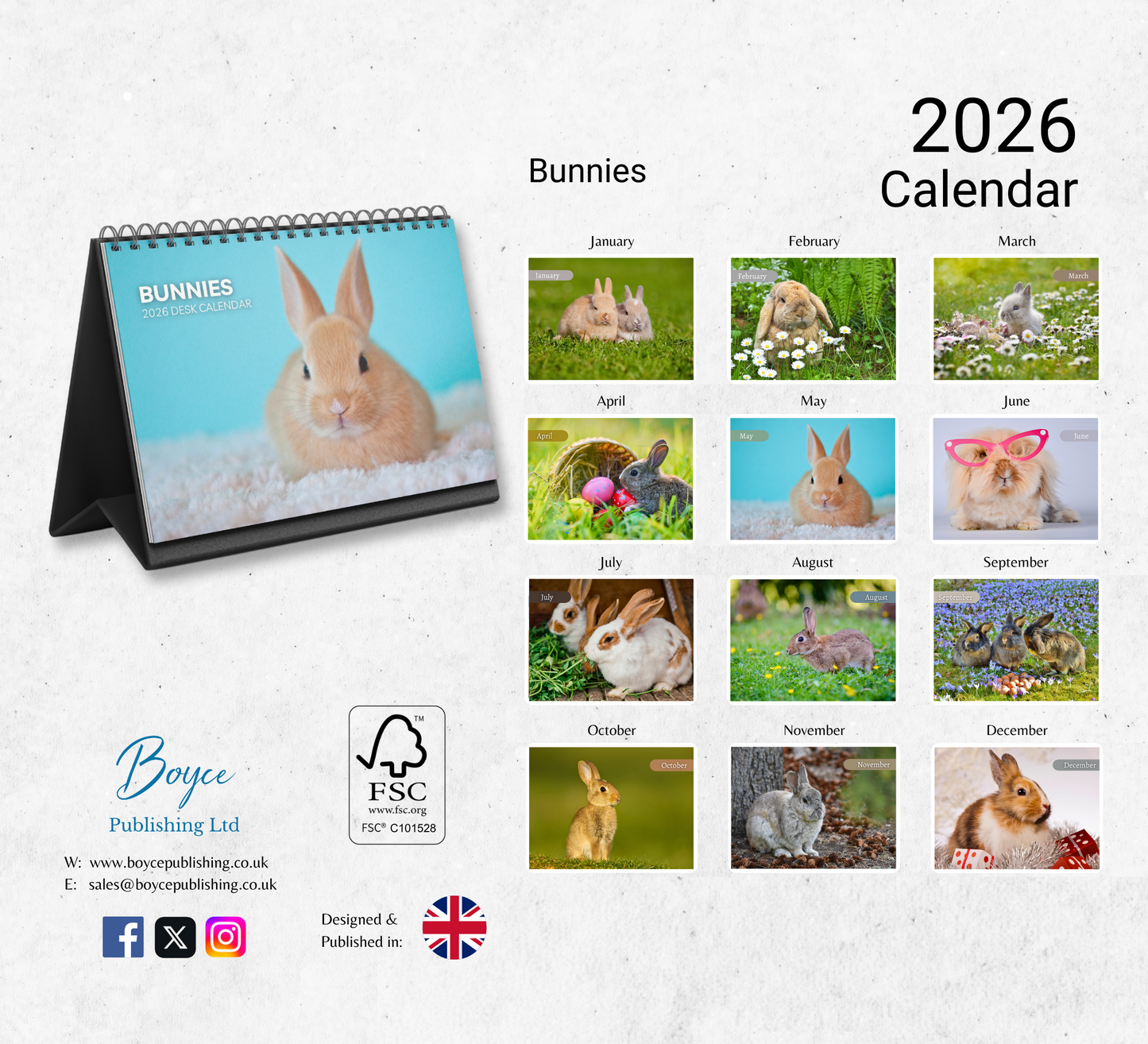 Bunnies Desk Calendar 2026-2027