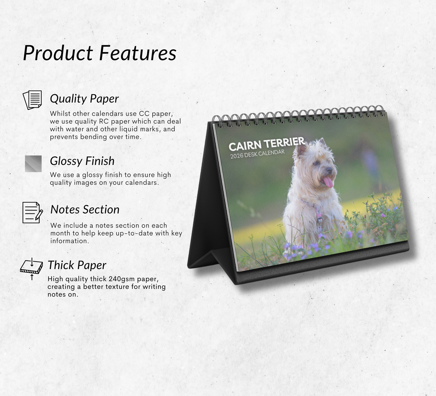 Cairn Terrier Desk Calendar 2026-2027