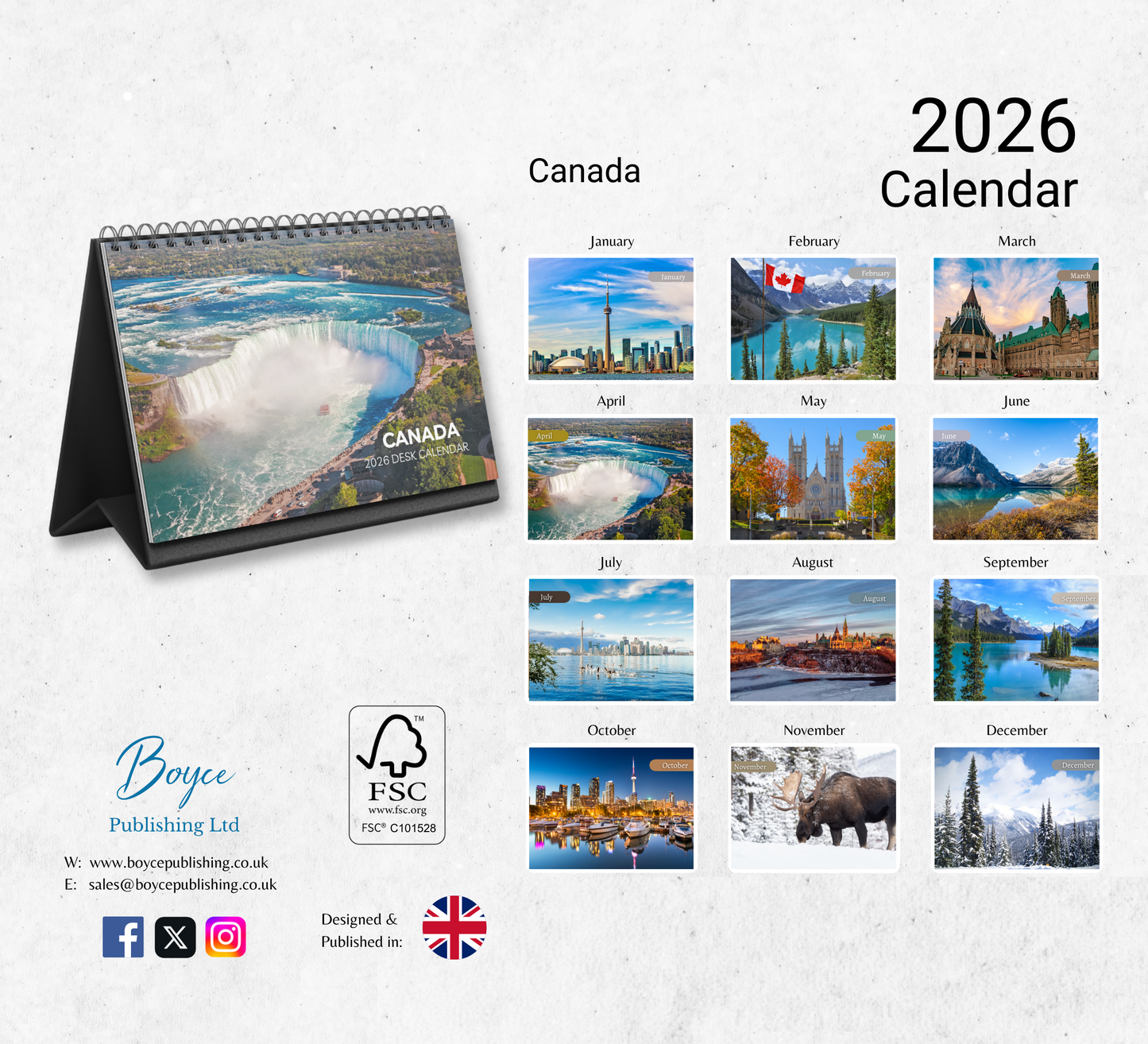 Canada Desk Calendar 2026-2027