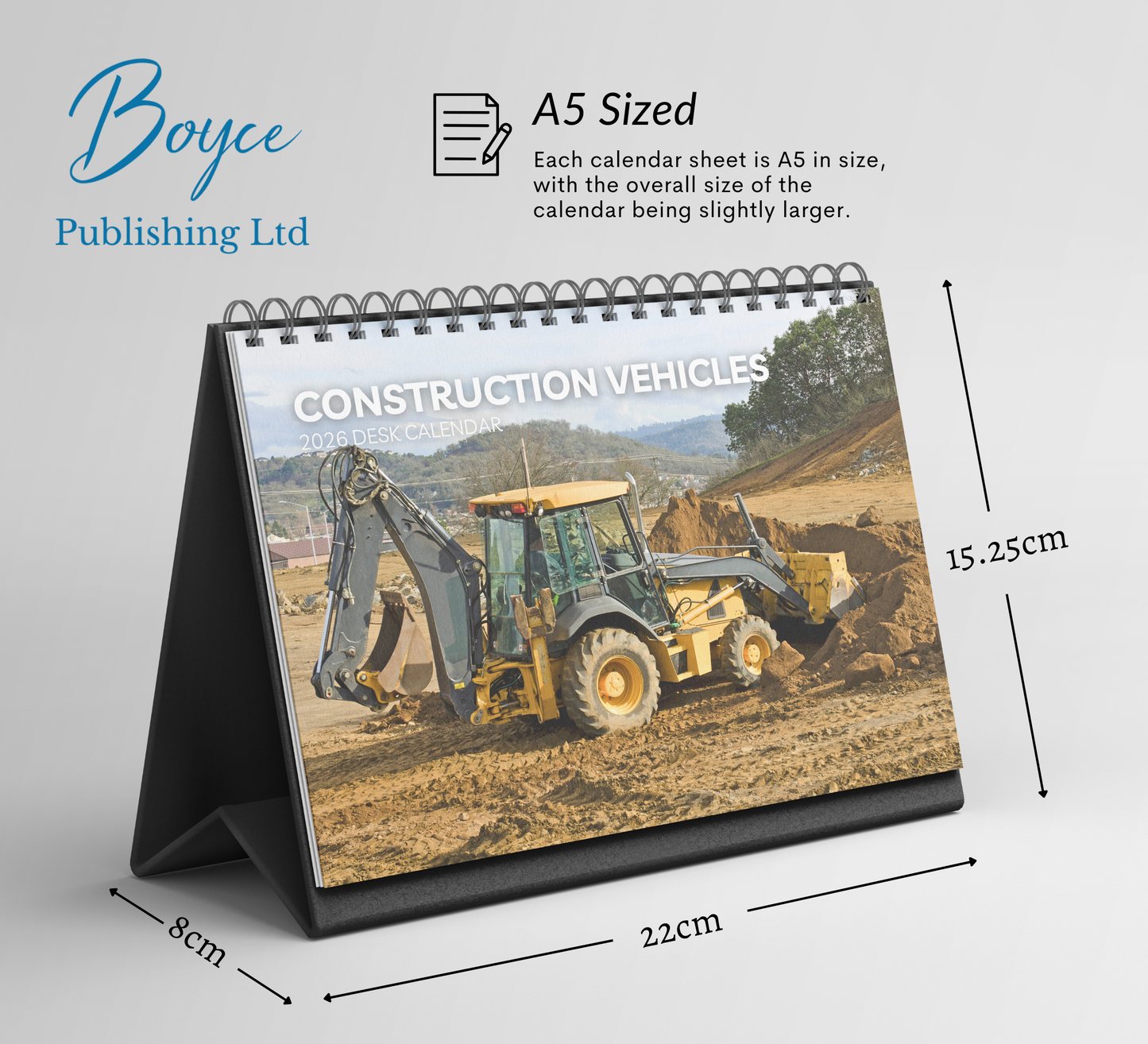 Construction Vehicles Desk Calendar 2026-2027