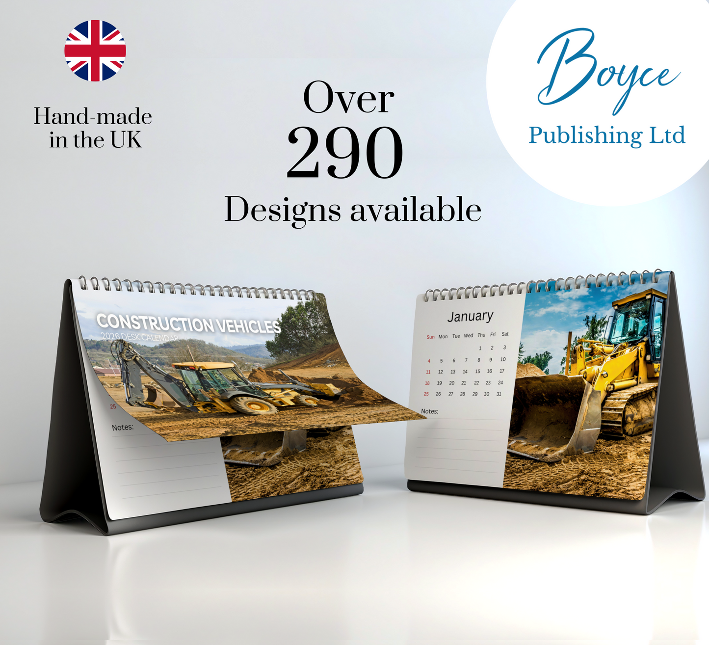 Construction Vehicles Desk Calendar 2026-2027