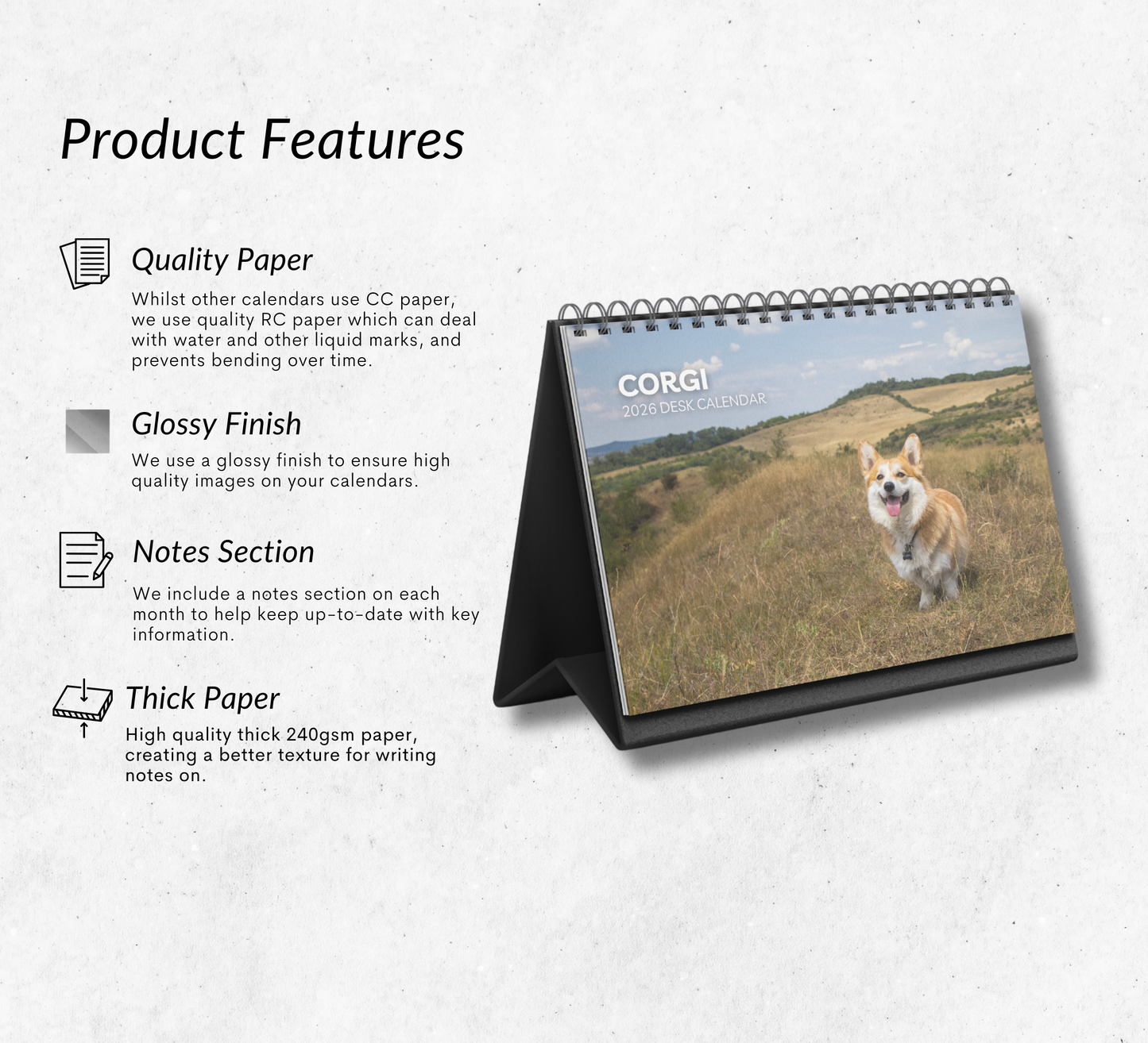 Corgi Desk Calendar 2026-2027