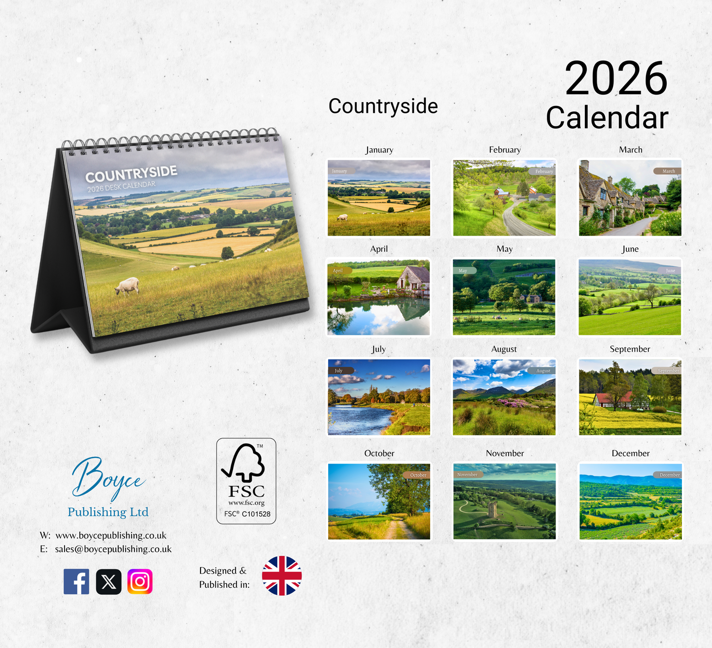 Countryside Desk Calendar 2026-2027
