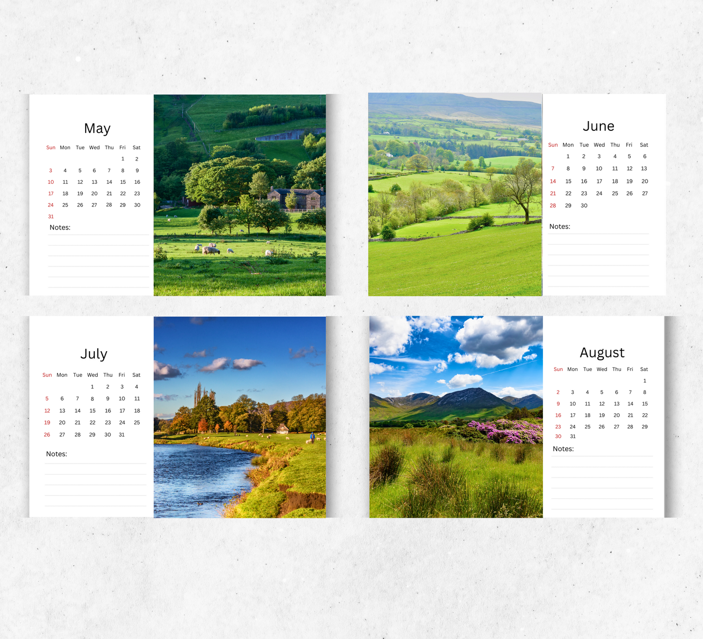 Countryside Desk Calendar 2026-2027