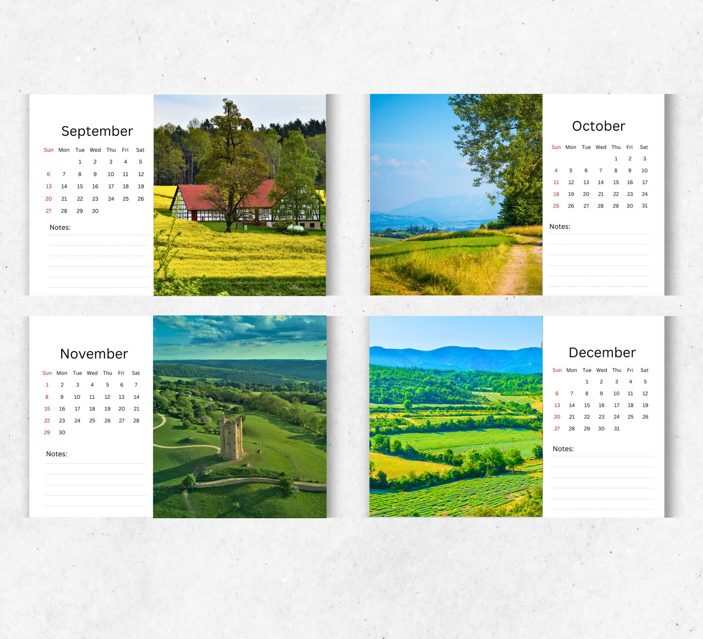 Countryside Desk Calendar 2026-2027