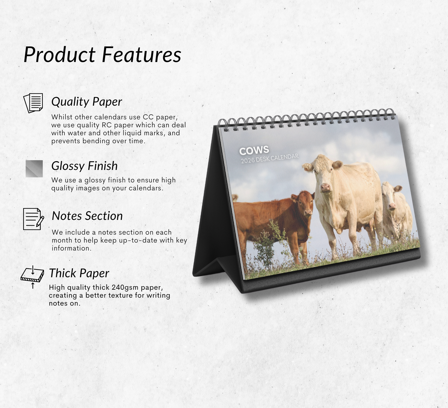 Cows Desk Calendar 2026-2027