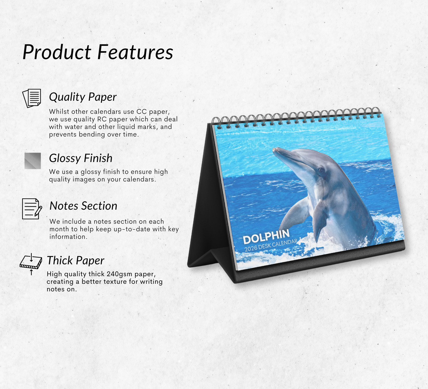 Dolphin Desk Calendar 2026-2027
