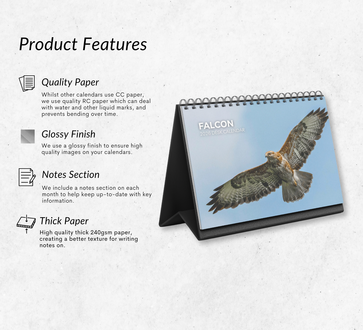 Falcon Desk Calendar 2026-2027