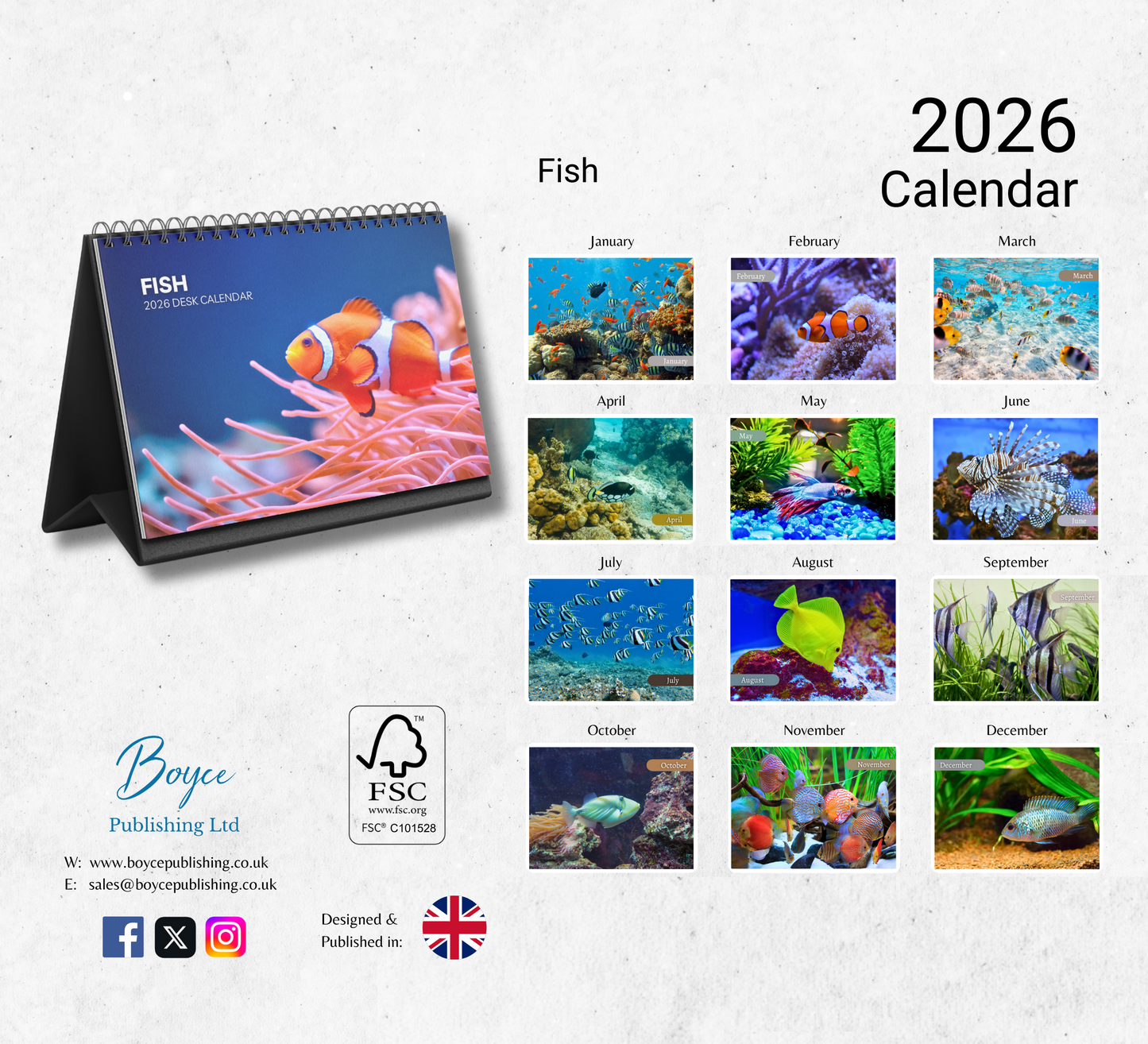 Fish Desk Calendar 2026-2027