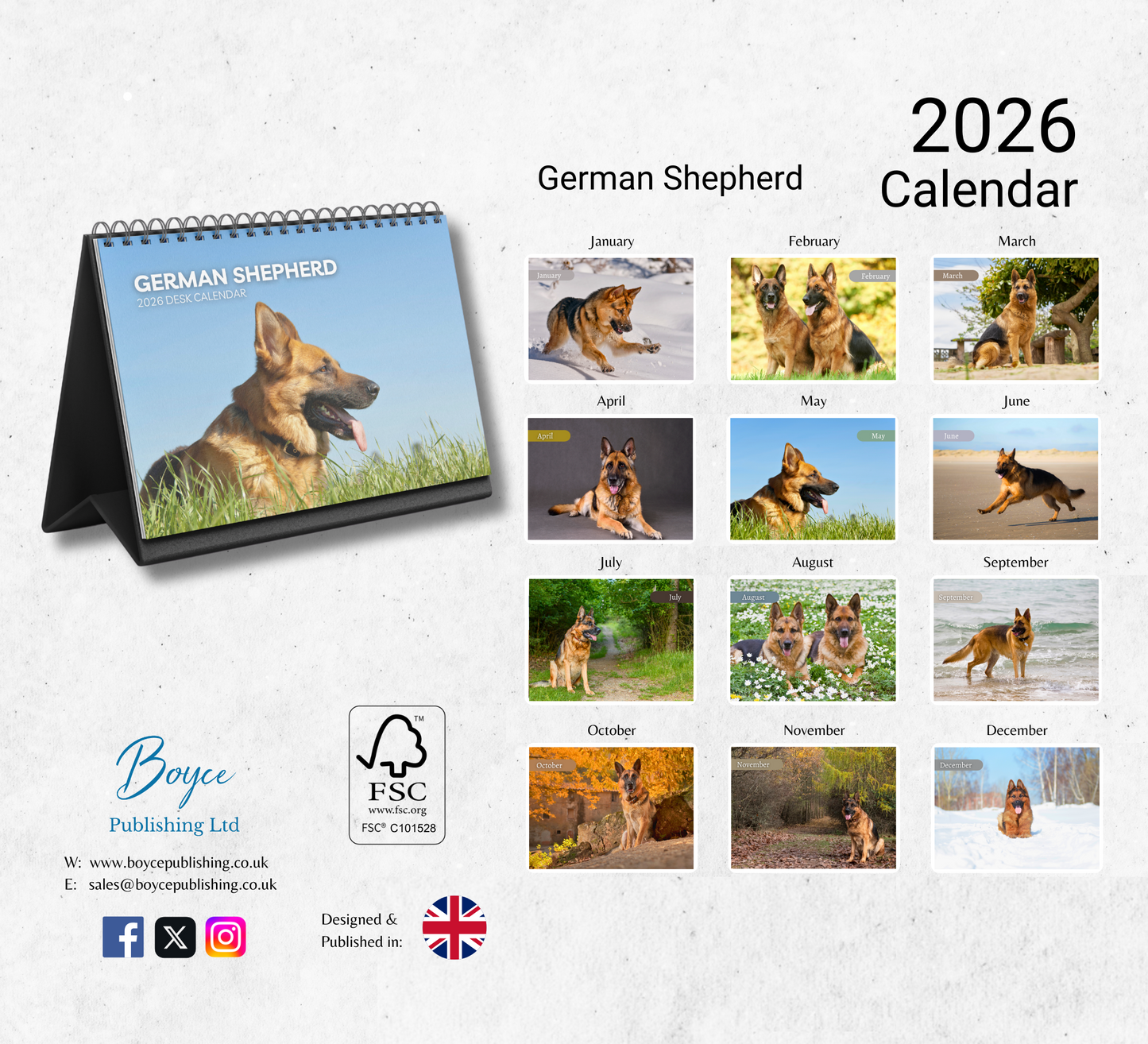 German Shepherd Desk Calendar 2026-2027