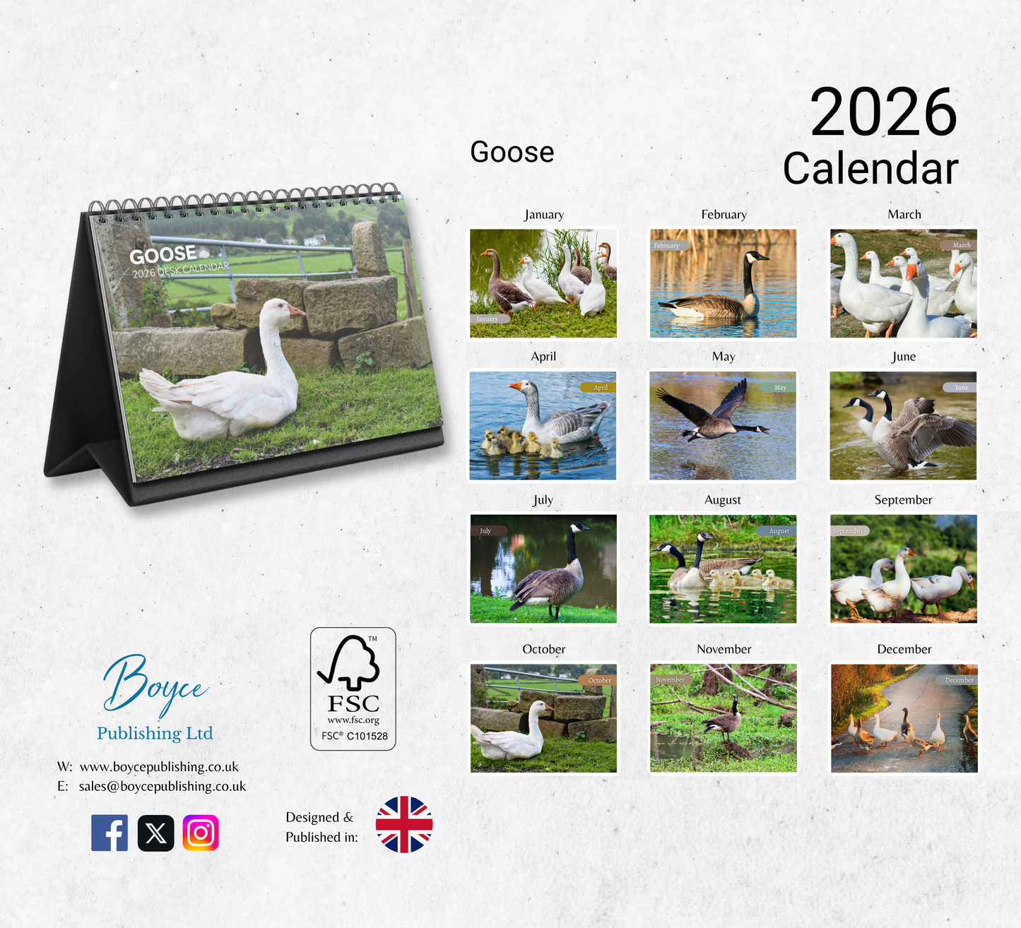 Goose Desk Calendar 2026-2027