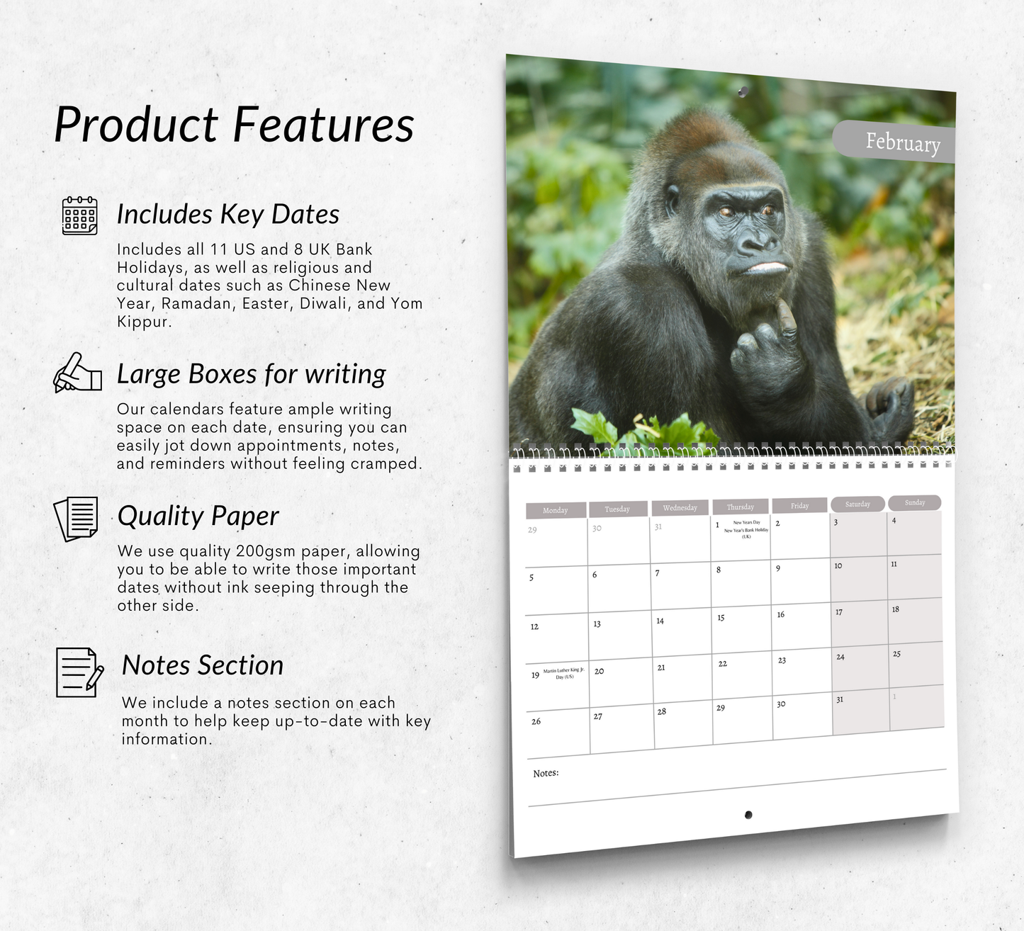 Gorilla Calendar 2026