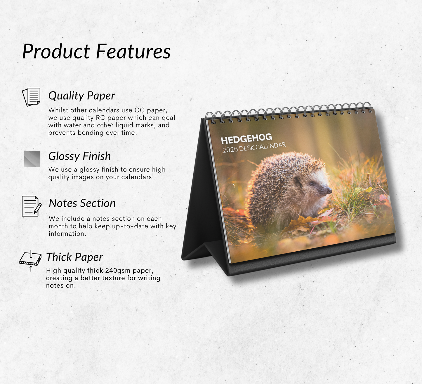 Hedgehog Desk Calendar 2026-2027
