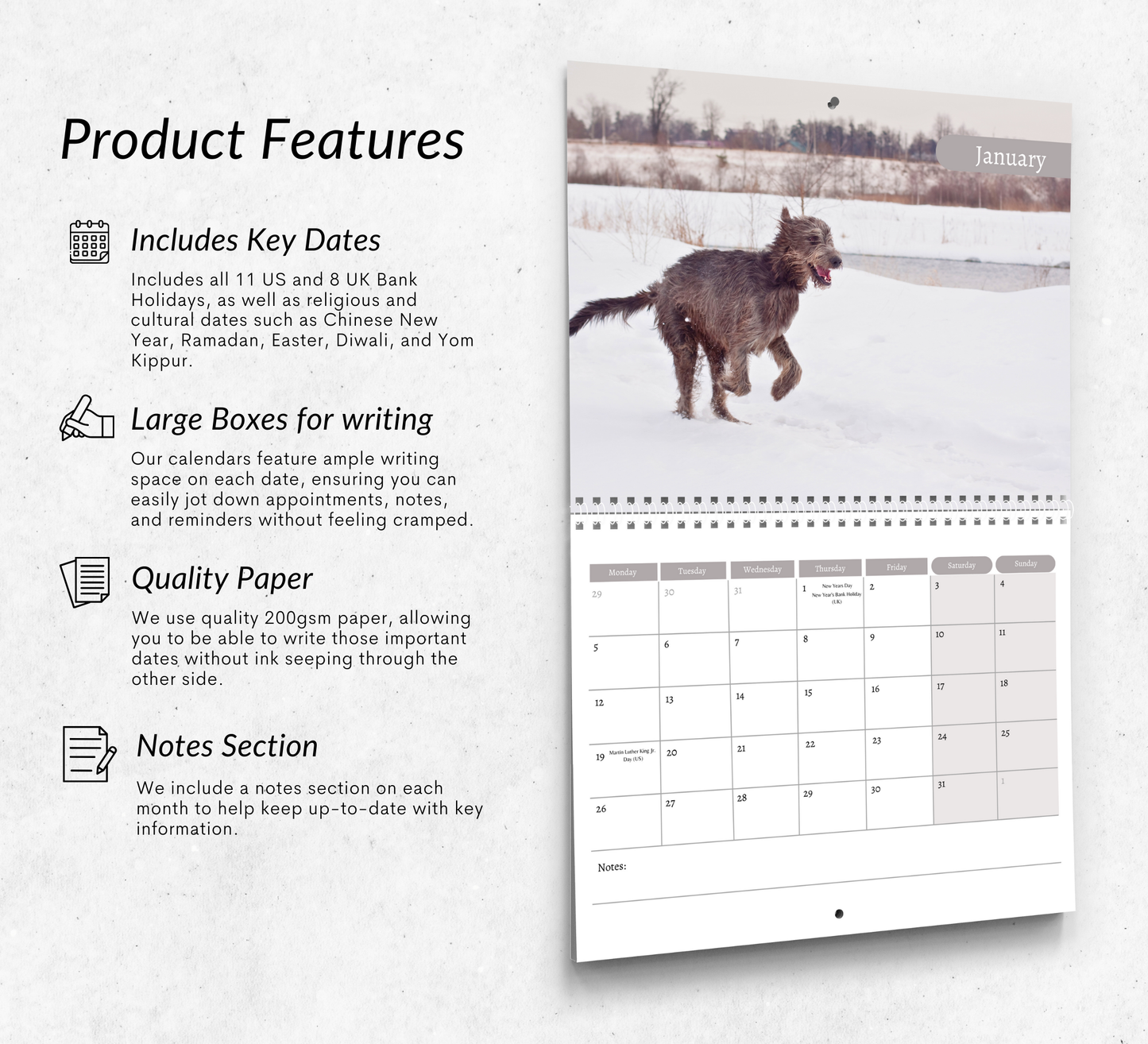 Irish Wolfhound Calendar 2026