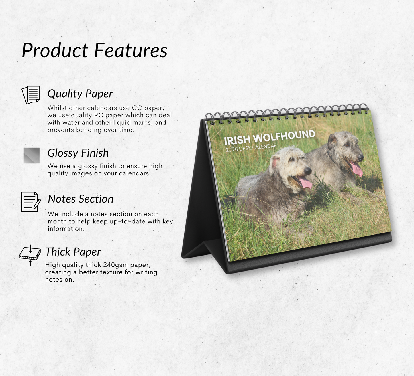 Irish Wolfhound Desk Calendar 2026-2027