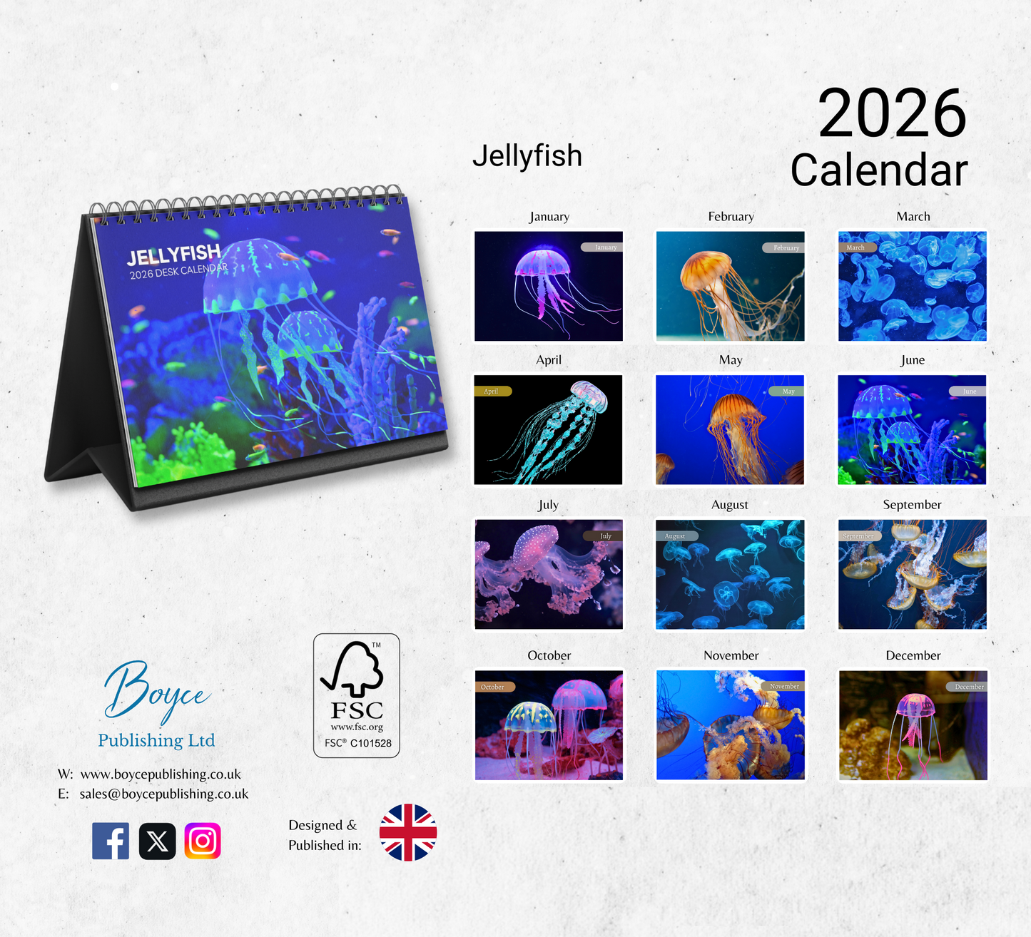 Jellyfish Desk Calendar 2026-2027