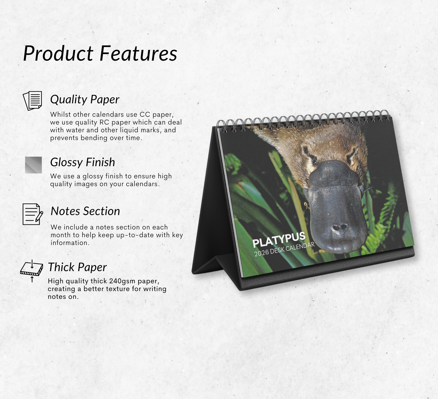 Platypus Desk Calendar 2026-2027