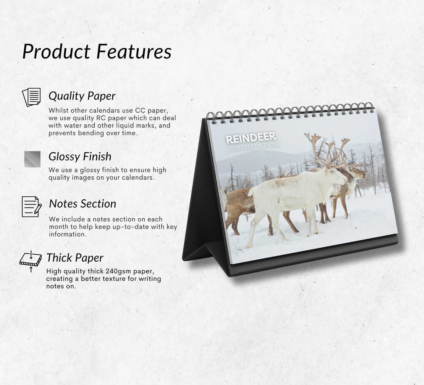 Reindeer Desk Calendar 2026-2027