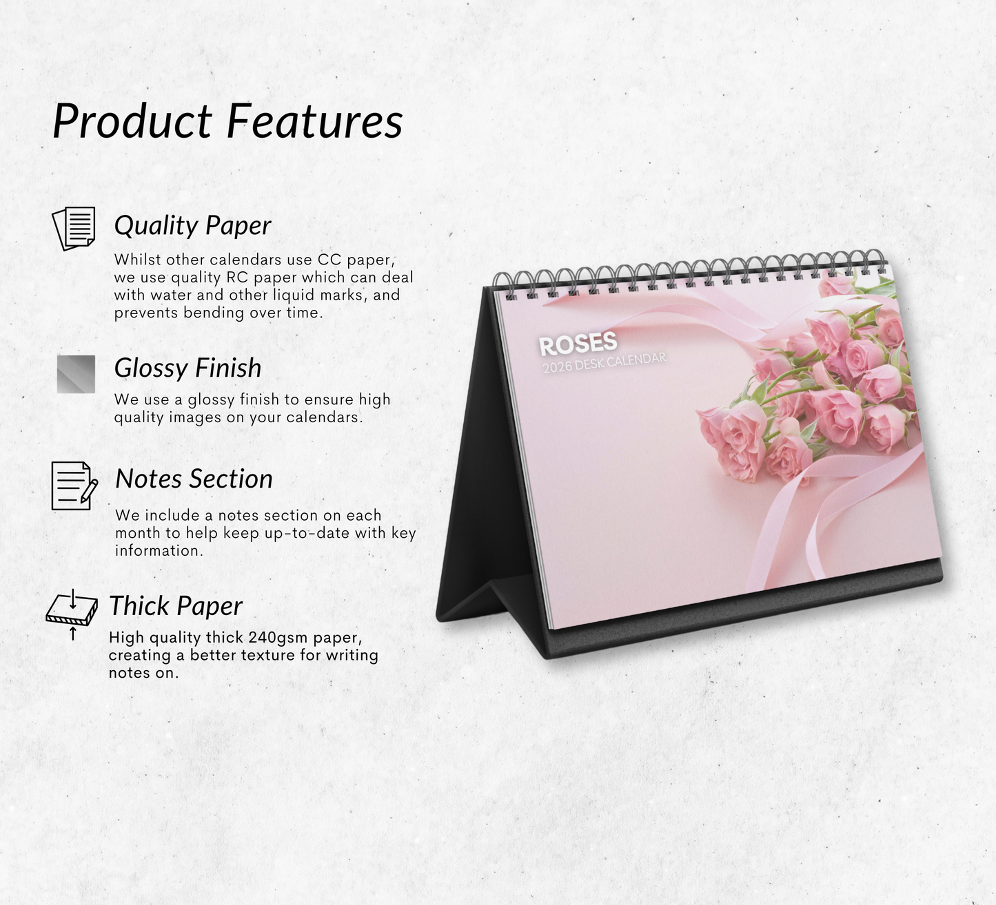 Roses Desk Calendar 2026-2027