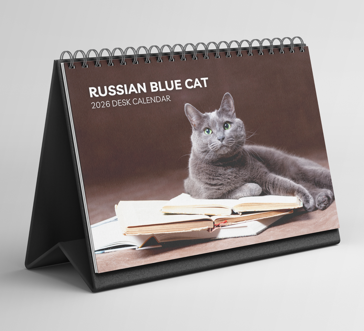 Russian Blue Cat Desk Calendar 2026-2027
