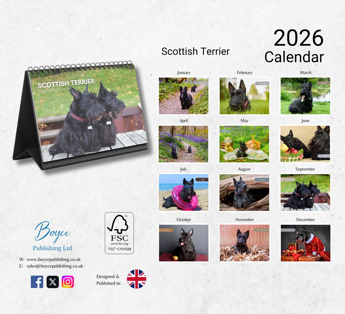 Scottish Terrier Desk Calendar 2026-2027