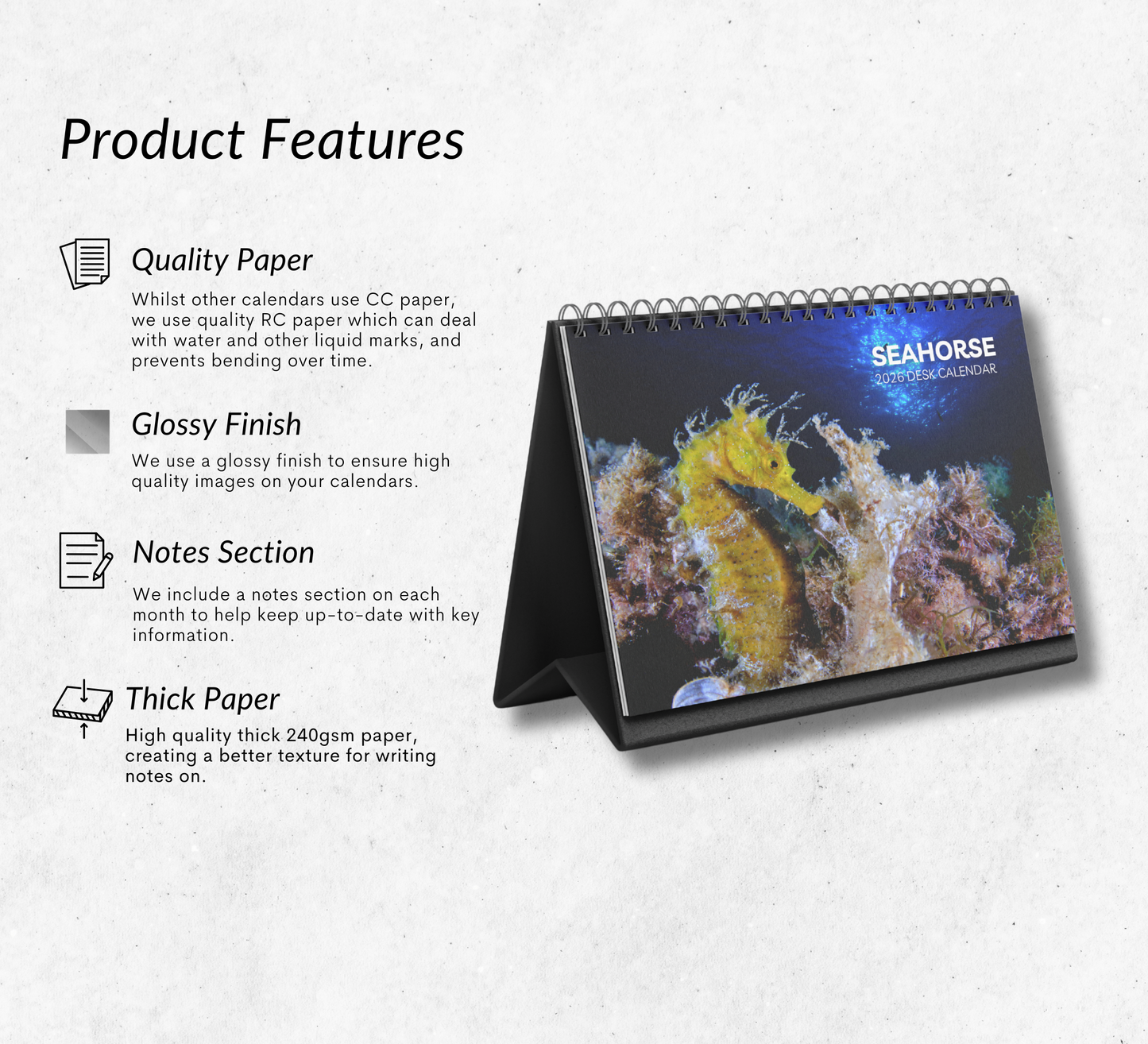 Seahorse Desk Calendar 2026-2027