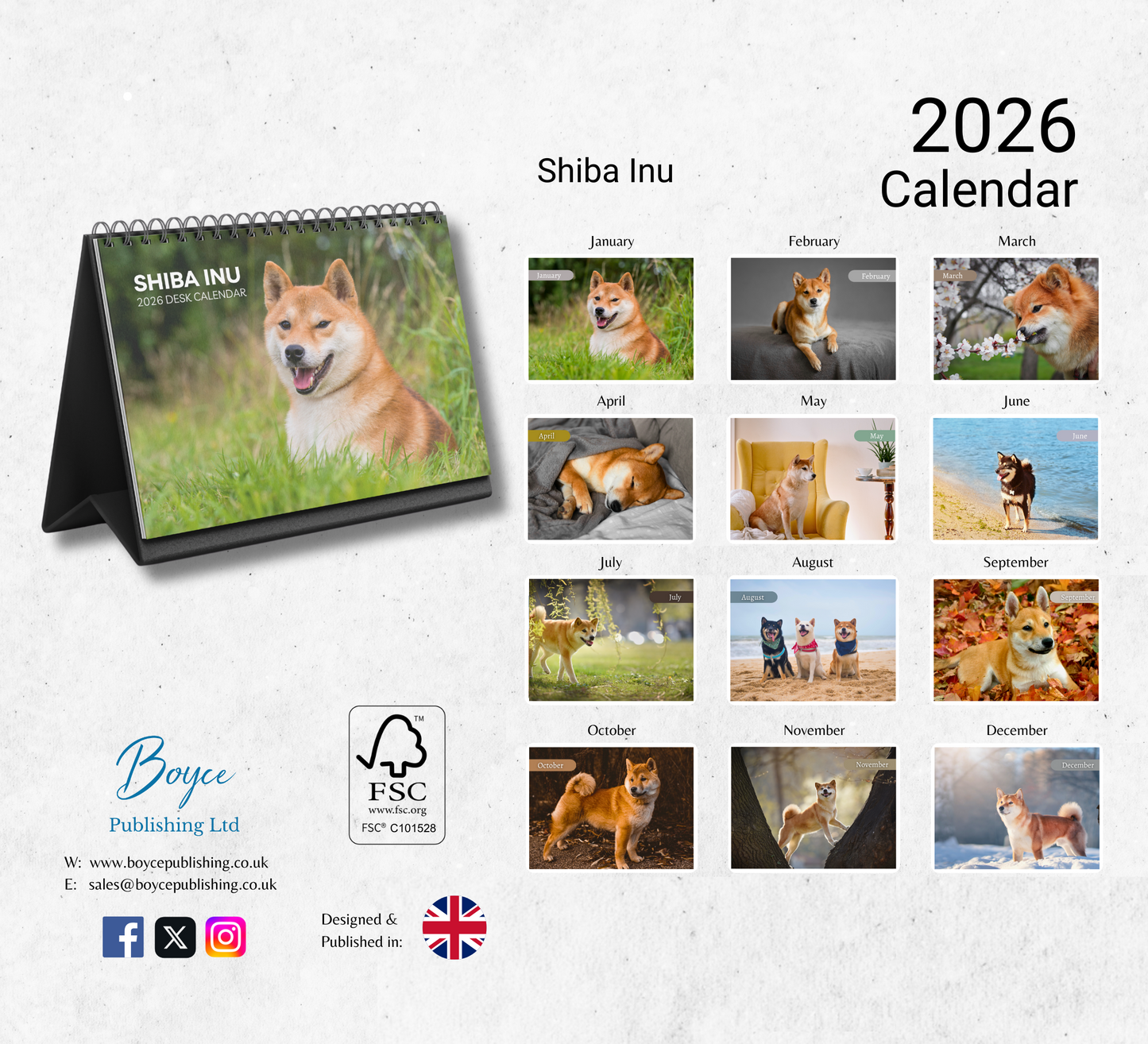 Shiba Inu Desk Calendar 2026-2027