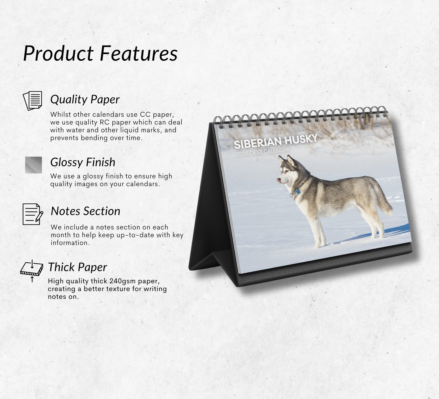 Siberian Husky Desk Calendar 2026-2027