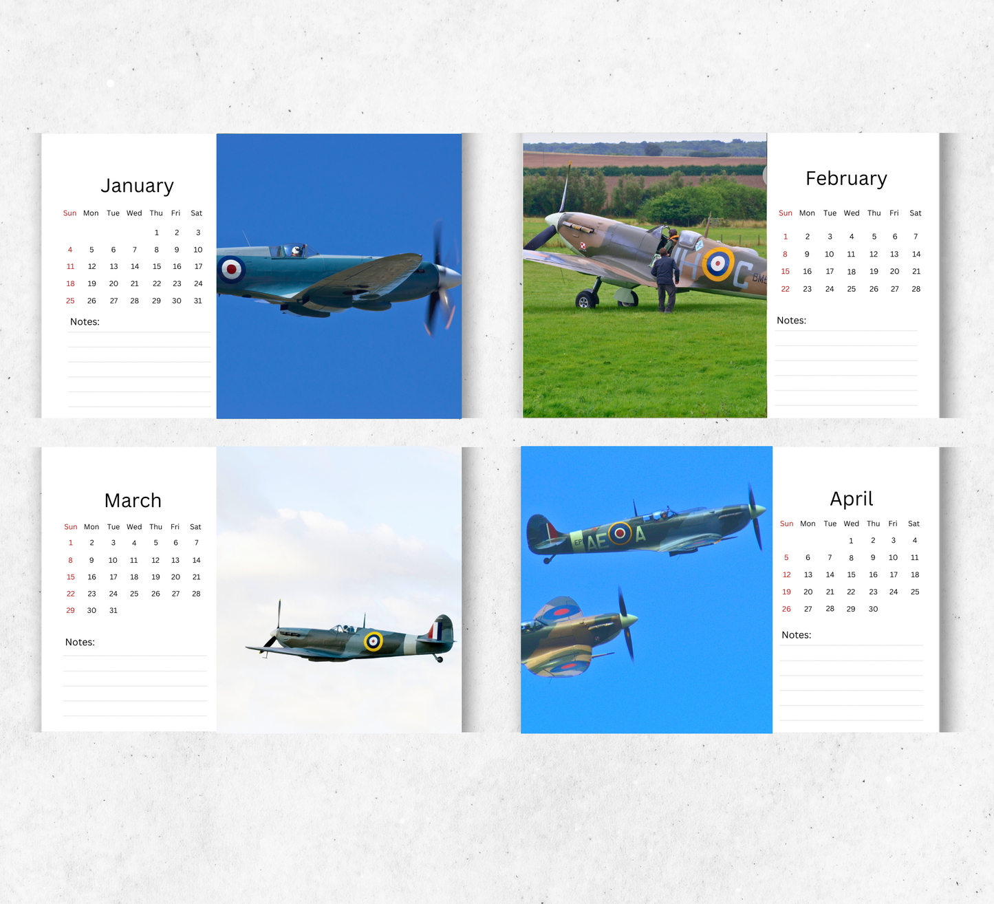 Spitfires Desk Calendar 2026-2027