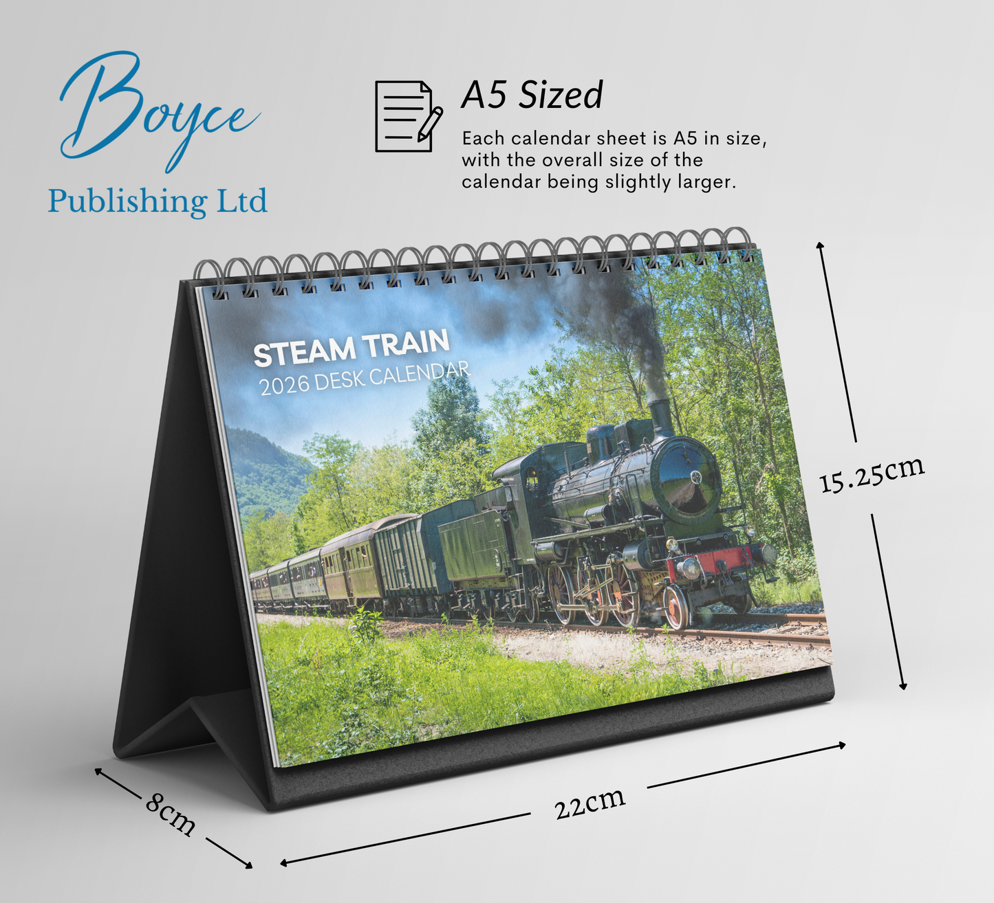 Steam Train Desk Calendar 2026-2027