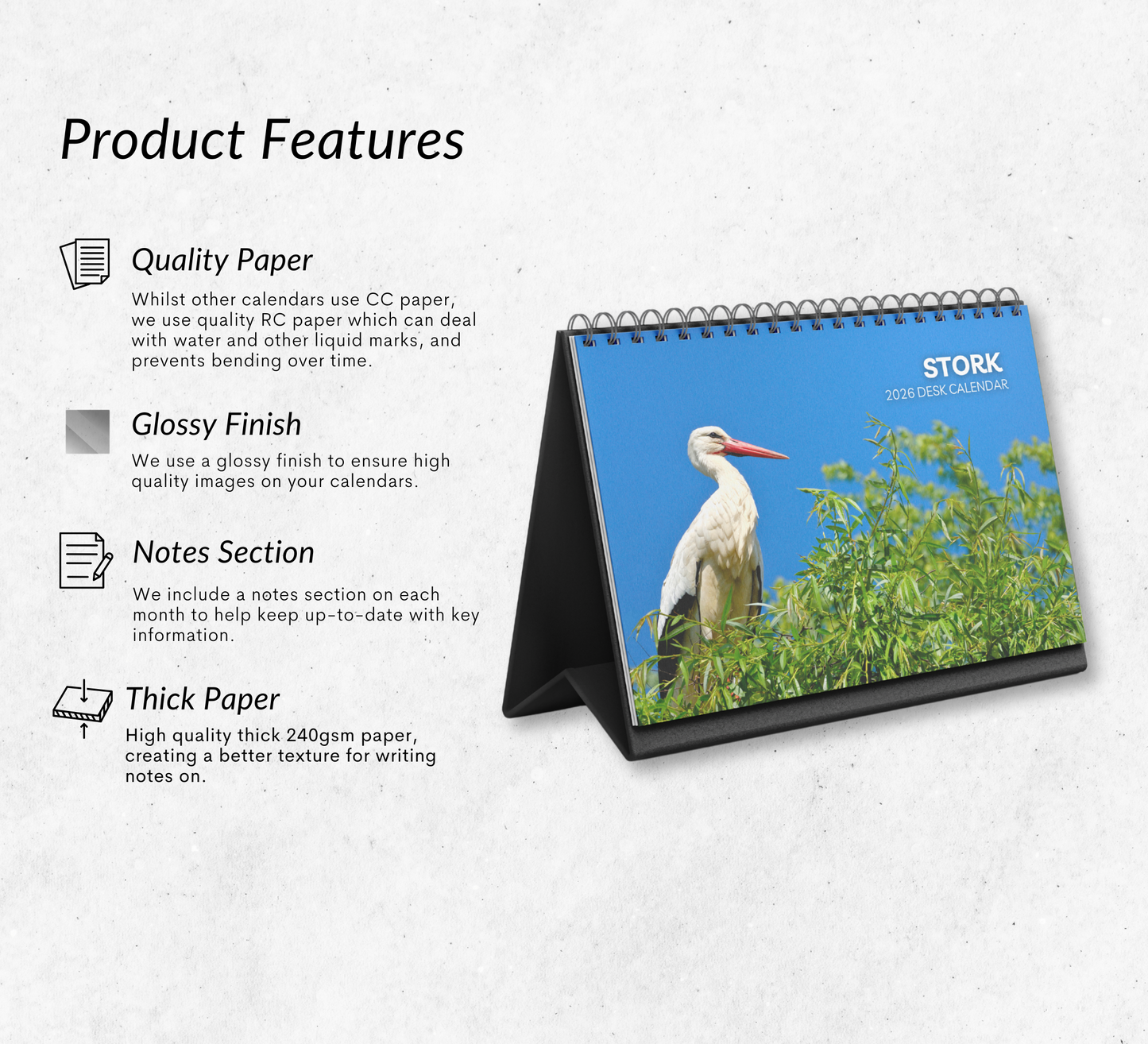 Stork Desk Calendar 2026-2027