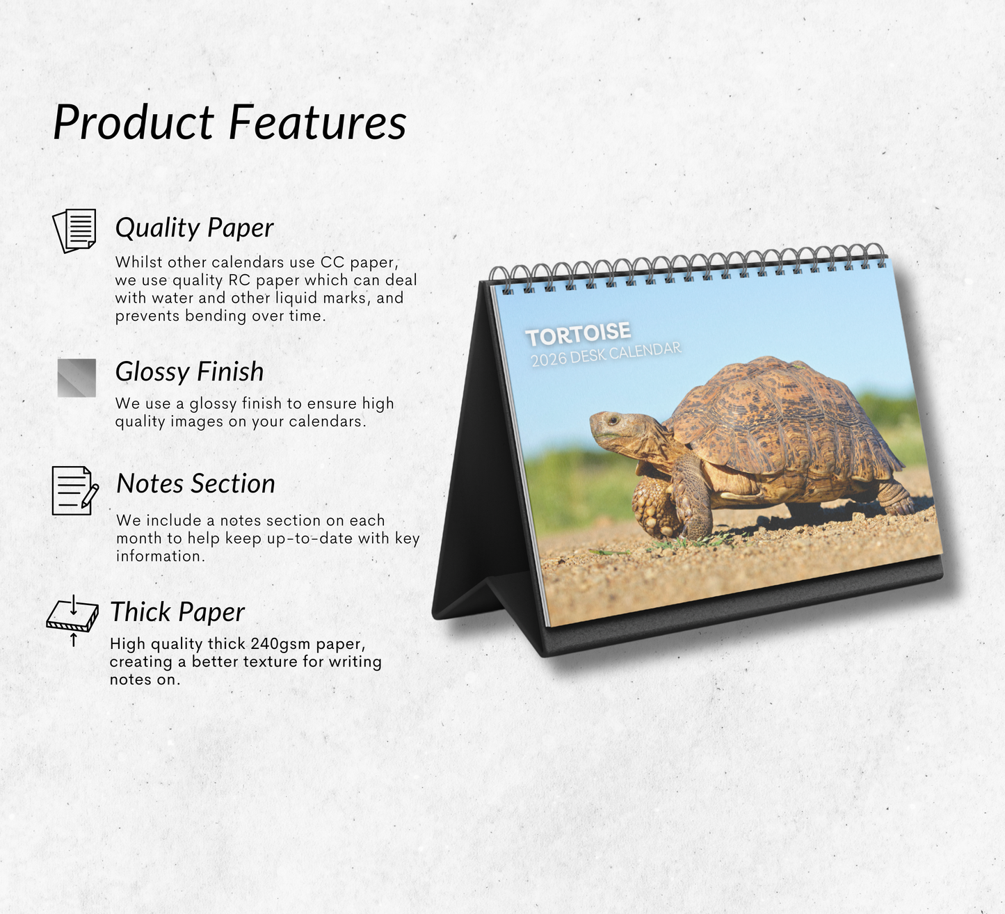Tortoise Desk Calendar 2026-2027