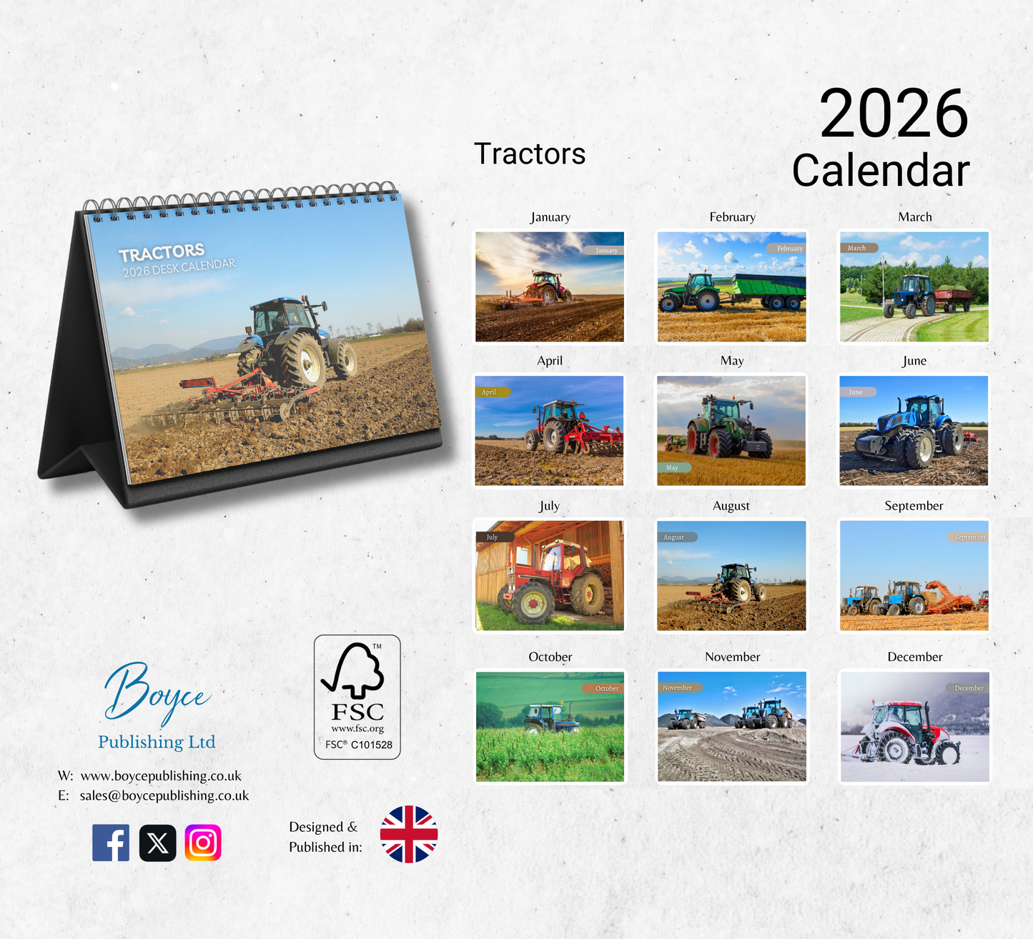 Tractors Desk Calendar 2026-2027