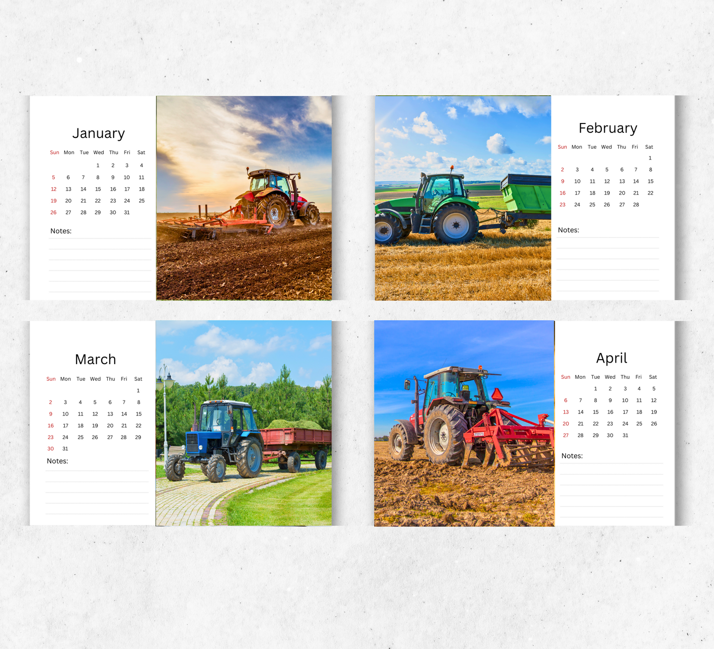 Tractors Desk Calendar 2026-2027