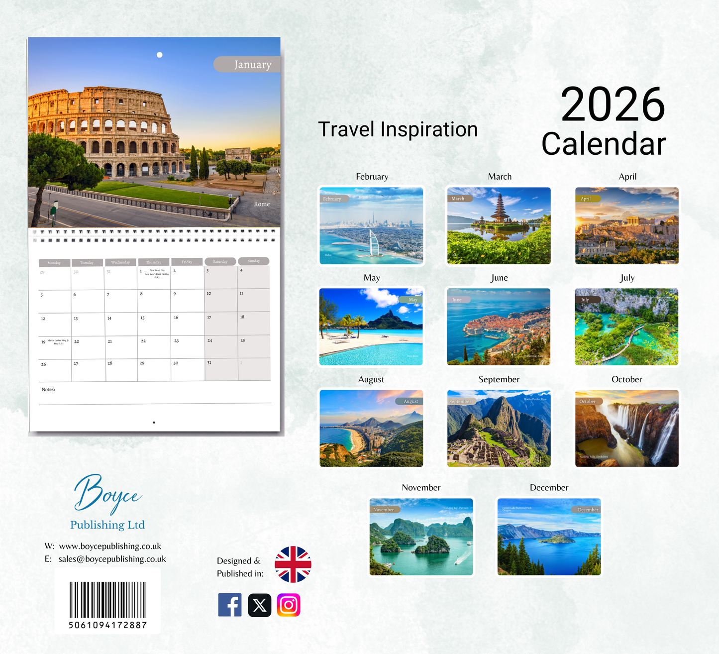 Travel Inspiration Calendar 2026
