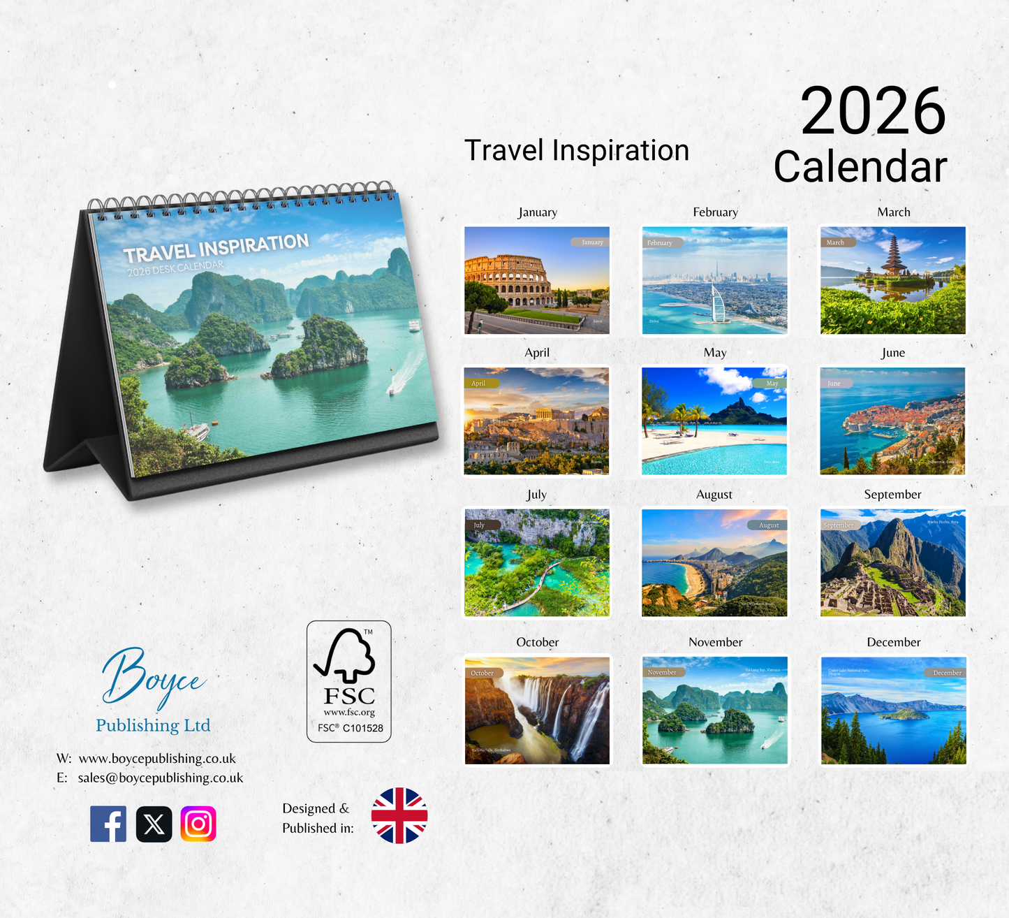 Travel Inspiration Desk Calendar 2026-2027
