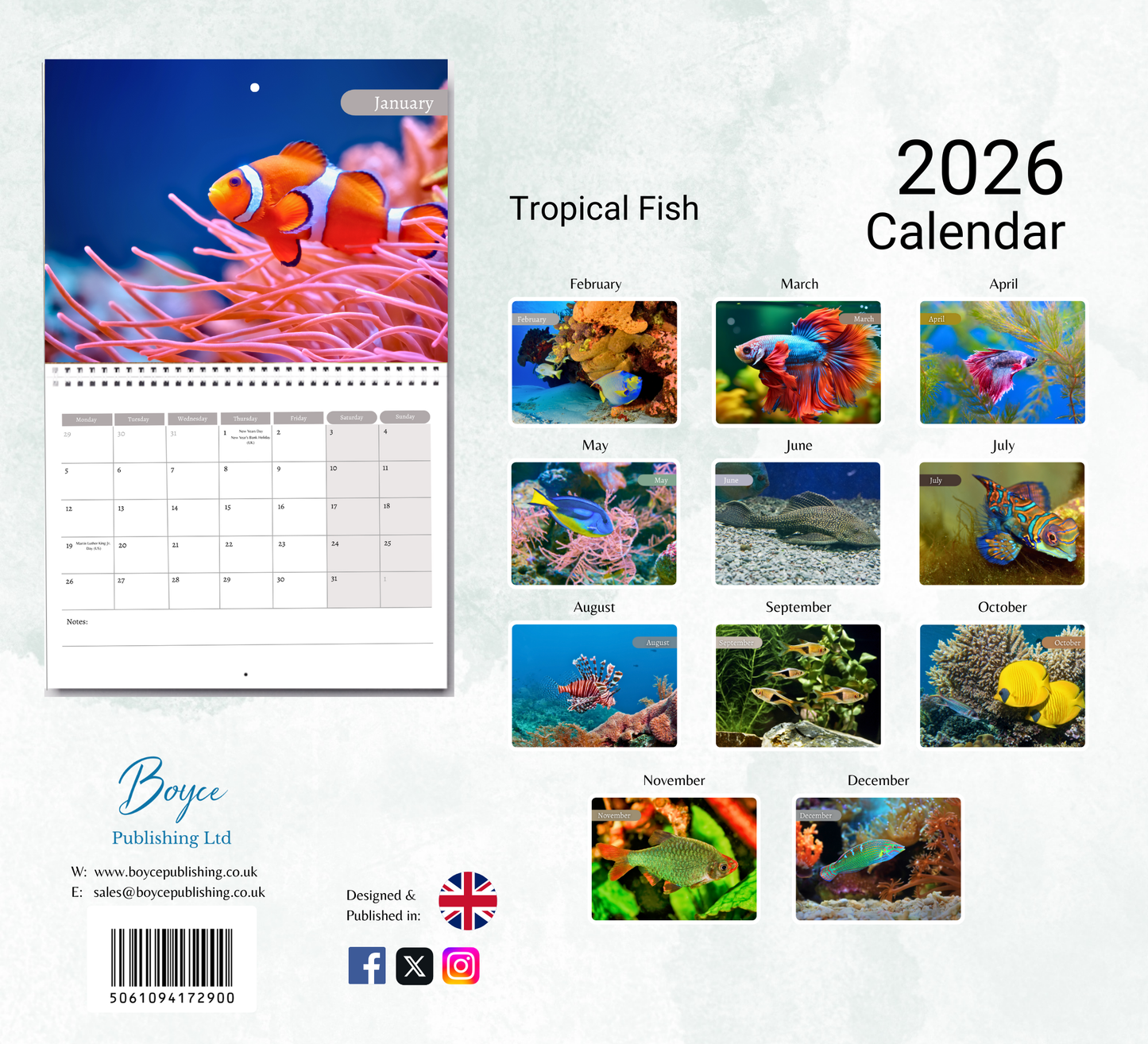 Tropical Fish Calendar 2026