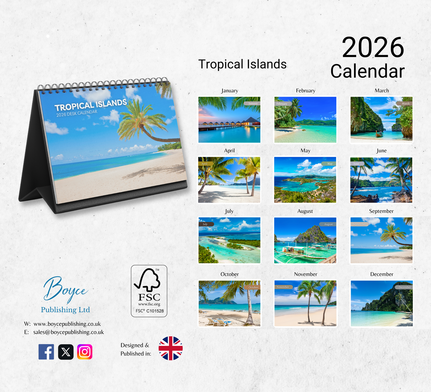 Tropical Islands Desk Calendar 2026-2027